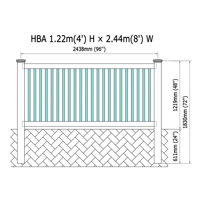 Valla de barandilla vertical de pvc HBA