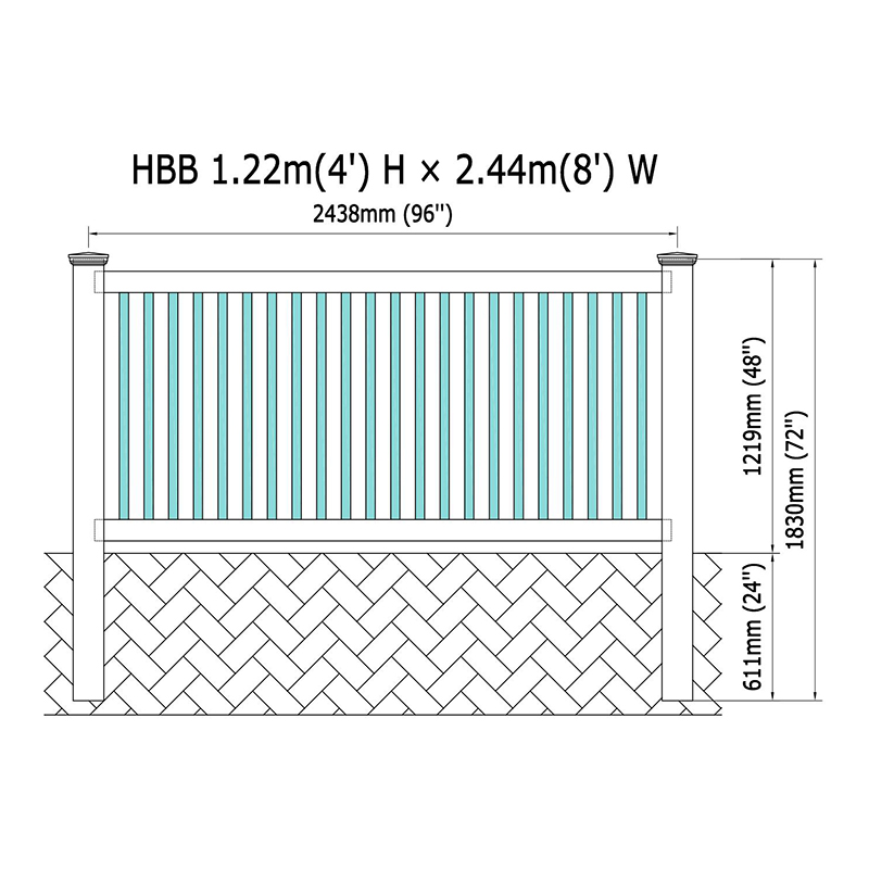 Valla de jardín horizontal de pvc HBB