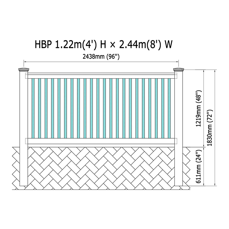 Valla de balcón de PVC HBP