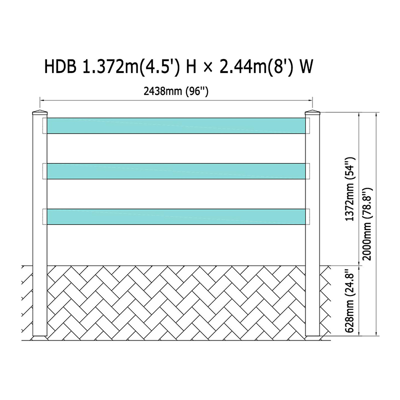 Valla para caballos de pvc de 3 rieles HDB