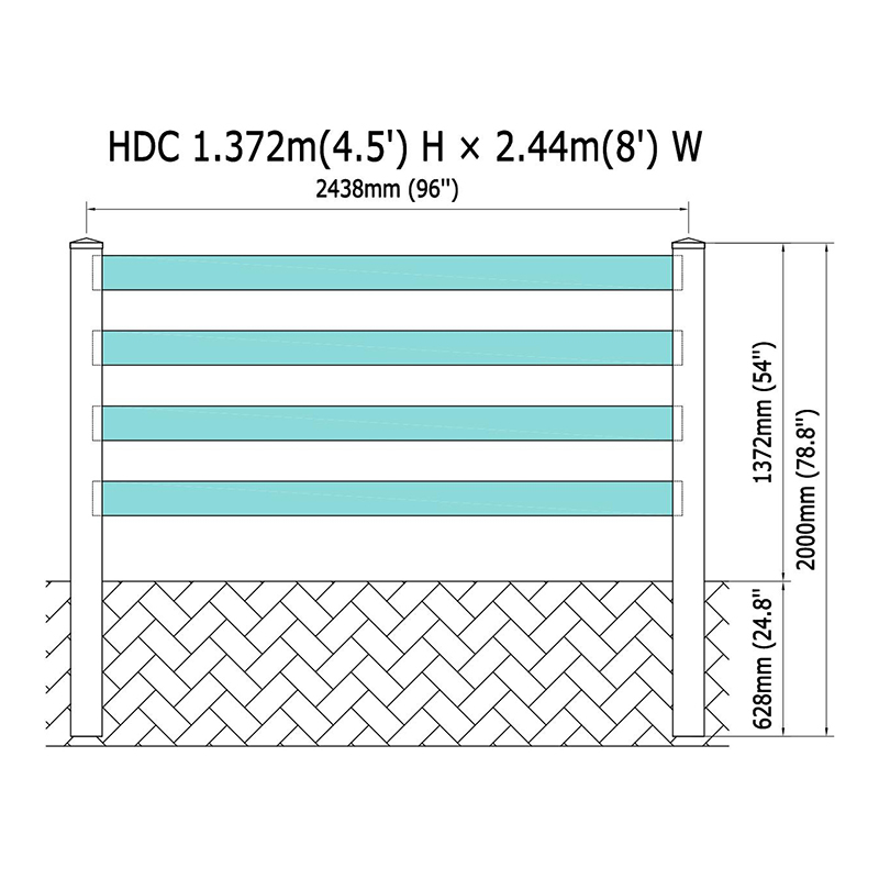 Valla ranchera de PVC de 4 rieles HDC