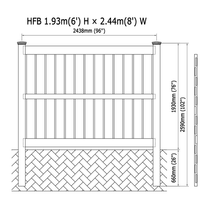 Paneles de valla semiprivados de pvc HFB